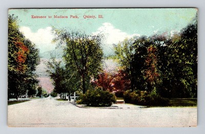 Quincy IL-Illinois, Entrance To Madison Park Vintage c1910 Souvenir Postcard-image