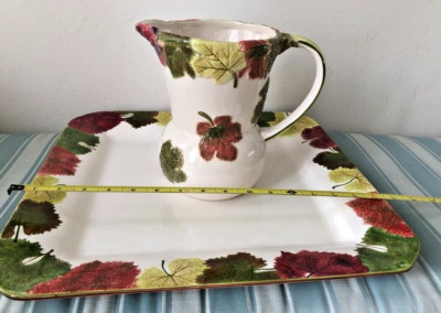 Large Serving Plater (16.5 x 16.5 in) Matching Pitcher, Studio Nova Leaf Harmony-image