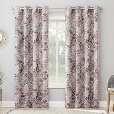 Sun Zero Reardon Global Medallion Print Energy Saving Grommet Curtain Panel, 54