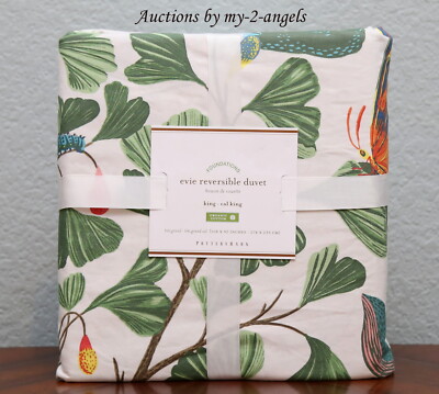 NEW RARE Pottery Barn EVIE FLORAL Reversible Organic King / Cal.King Duvet Cover-image