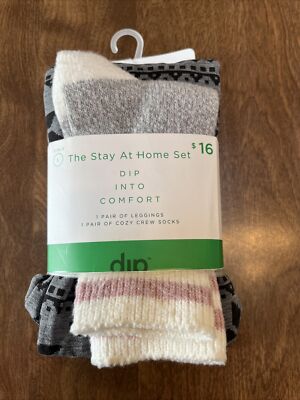 Dip Into Comfort Stay At Home Set Girls Leggings And Socks Size Large NEW-image