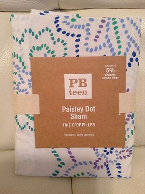 Pottery Barn Teen Paisley Dot Std Sham NIP! Green Purple Blue 100% Cotton Pool-image