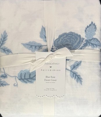 Pottery Barn LoveShackFancy Blue Rose King Duvet NO SHAMS-image
