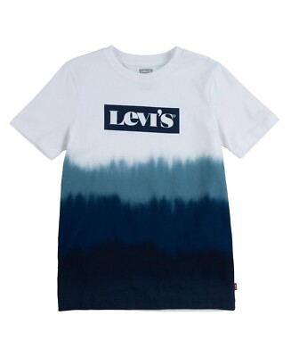 Levi's Big Boys Size Large L Dip Dye Logo T-shirt Blue/White Ombre-image