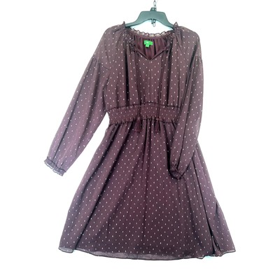 Dip Dress Women’s Large Black Polka Dot Long Sleeve 100% Polyester -image