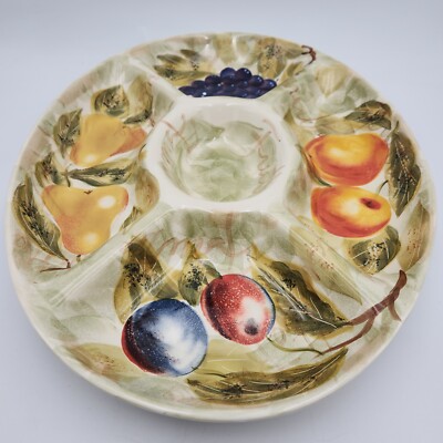 Tabletops Lifestyles Mixed Fruits Large 5 Section Oval Dip Serving Platter-image