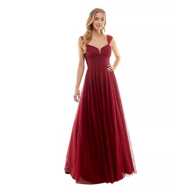 City Studio Juniors Emma Womens Pleated Prom Evening Dress Red 5-image