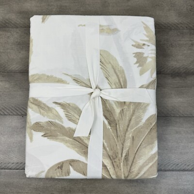 Pottery Barn Palm Toile Duvet Cover Neutral Beige  Full/Queen Tropical NWOT-image