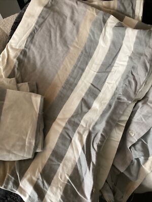 2pc Pottery Barn Striped Duvet KING + 1 King Sham Neutrals Stripe India-image