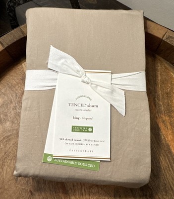 Pottery Barn Foundations Tencel Lyocell King Size Pillow Sham 300 Thread Taupe-image