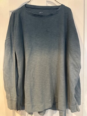 J Jill Fit Relaxed High Low Dip Dye Cotton Long Sleeve Top Large-image