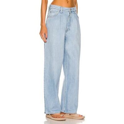 Mother Snacks NWT the Pleated Fun Dip Puddle Jeans Size 32 Wide Leg High Rise-image