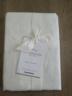 Pottery Barn Belgian Libeco Linen Euro Sham  warm  white multiples avail ivory-image