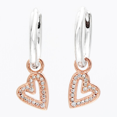 Brand Authentic 100% Sparkling Freehand Heart Hoop Earrings CZ 280090C01-image
