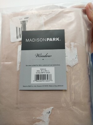 Madison Park Window Valance 50in W x 26in L Navy Pink Twist Tab-image