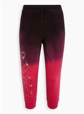 Torrid Lovesick Dip Dye Embroidered Rose Barbwire Black Pink 00 M/L 10 #B70761-image