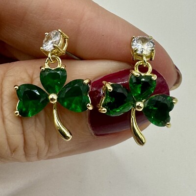 Irish Shamrock Earrings St. Patrick's Heart Shaped Clover -image