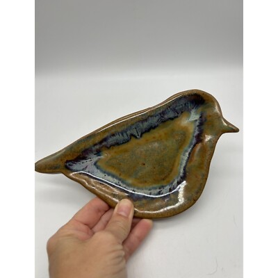 Vintage Studio Art Pottery Bird Shaped Trinket Dish Spoon Rest-image