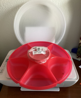 Tupperware® Large Serving Center Set with Dip Bowl and Lids - Raspberry $20 Off -image
