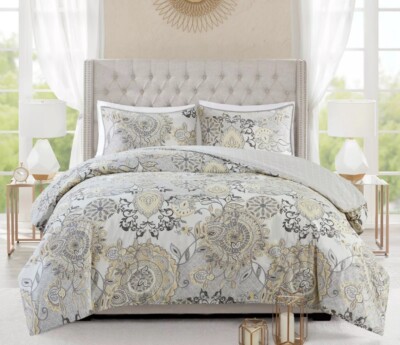 Madison Park 3 Piece Cotton Floral Printed Reversible Duvet Cover Set Queen-image