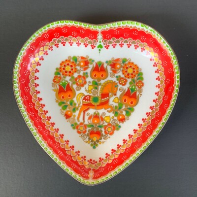 Vintage Elisabeth Studio Steinböck Heart-Shaped Trinket Dish Enamel Austria 4
