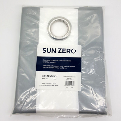 Sun Zero Valencia Gray White Cabana Stripe Curtain Panel Grommet 53085 54x84 NEW-image