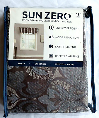 Sun Zero Grey Mayfair Room Darkening Back-Tab Valance 54 x 18in.-image