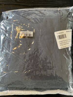 Pottery Barn Dream Brushed Organic cotton sateen King duvet cover Steel Blue-image