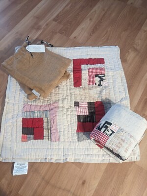 Pottery Barn Quilted Euro 26x26 Patchwork Cotton Shams Farmhouse 