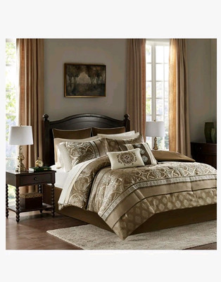 Madison Park Essentials Zara 16 Piece Jacquard Comforter Set with 2 Bed Sheet-image
