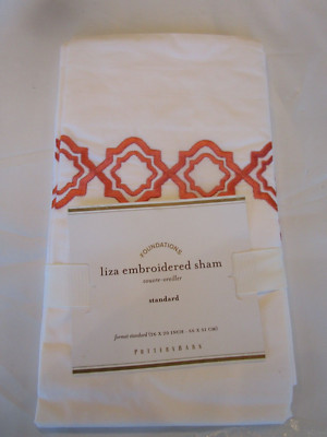 1 Pottery Barn Liza  embroidered standard sham dessert rose   New-image