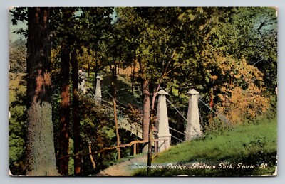 Suspension Bridge Madison Park Peoria Illinois Antique Posted 1911 Postcard-image