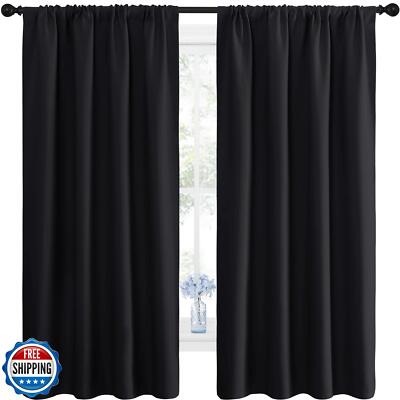 NICETOWN Halloween Black Blackout Curtain Blinds - Solid Thermal Insulated Wi-image