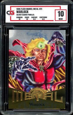 1995 Marvel Metal #21 ~ SILVER FLASHER PARALLEL ~ Warlock ~ GRADED CG 10-image