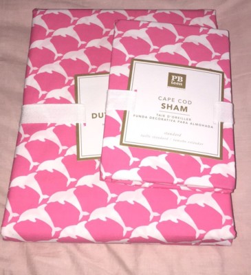 Pottery Barn Teen Cape Cod Twin Duvet Cover And Standard Sham Set Pink New NWT-image
