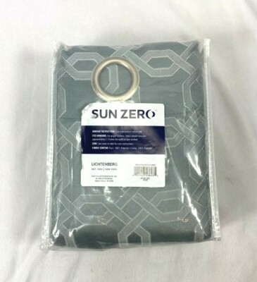 Sun Zero Blue Rowes Woven Trellis Blackout Grommet Curtain Panel, 52
