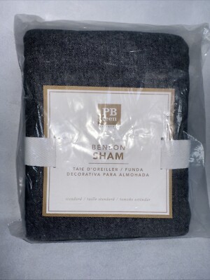 POTTERY BARN TEEN BENSON SHAM  STANDARD GRAY/BLACK NEW W/TAGS (ONE SHAM)-image
