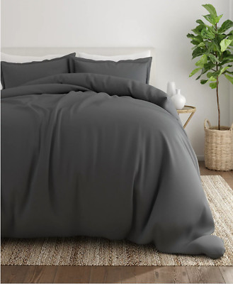 Ienjoy Home Double Brushed Solid Duvet Cover Set, Full/Queen - Gray-image