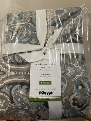 Pottery Barn Mackenna Paisley Full queen Duvet Cover  Blue-image