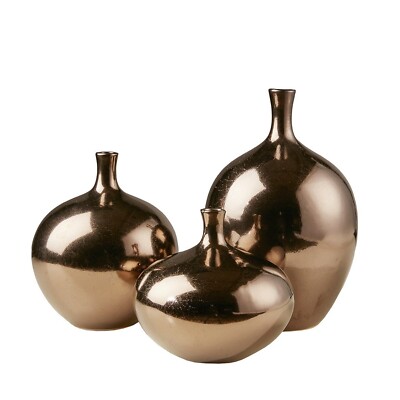 Madison Park Signature Ansen Ceramic Handmade Vase Set Home Décor - Metalli-image