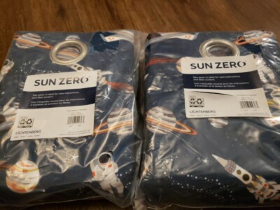 SUN ZERO LICHTENBERG 2 PANELS 40''X84'' Outer Space Planets Astronaut Spaceship-image