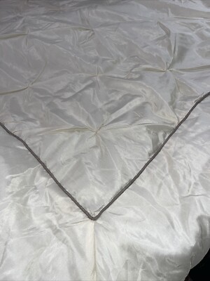 Madison Park Faux Silk Comforter Cream Pinch Pleat Beige Roping King-image