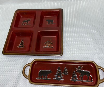 Woodland Home Studio 4 Square Serving Tray And Small Serving Tray With Handles-image