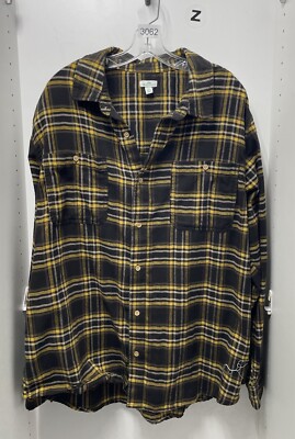 Dip Long Sleeve Yellow Plaid Shirt Size XLT-image