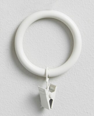 Pottery Barn Classic Steel Curtain Rings Set of 14 White Large 1.75” Clips-image