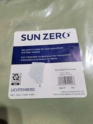 Sun Zero Rod Pocket One Panel 40 in x 84 in Curtain Panel Sage NEW-image