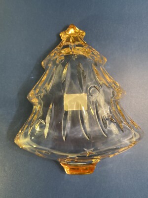 Christmas Tree Shaped  Gold Trim Candy Dish Vintage Studio Nova Japan-image