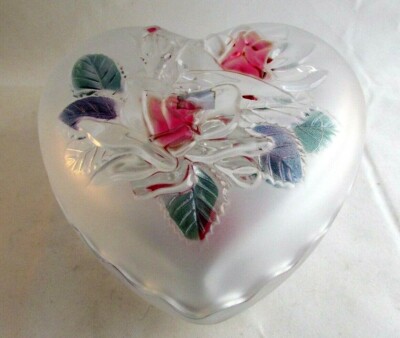 Studio Nova Festive Flower Covered Heart Shaped Box Frosted Glass  -image