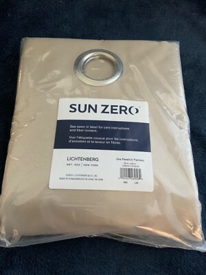 Sun Zero One Panel Curtain  Gromet Top 52x84” Lichtenberg Buff Beige in/outdoor-image