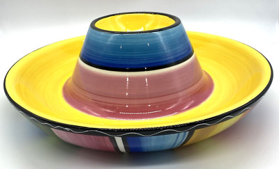 NEW Certified International Nancy Green Serape Large Sombrero Chip Dip Server-image
